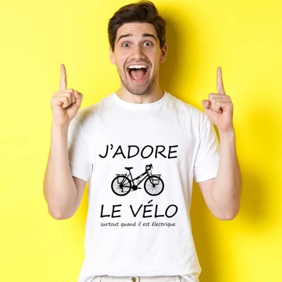 T-shirt Homme J'adore le vélo surtout quand il est électrique