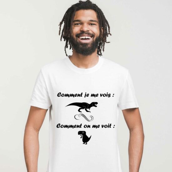 T-shirt Homme Dinosaure Comment je me vois comment on me voit