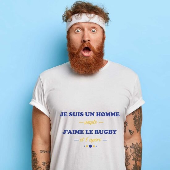 T-shirt Je suis un homme simple j'aime le rugby et l'apéro
