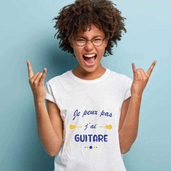 T-shirt Femme Je peux pas j'ai guitare